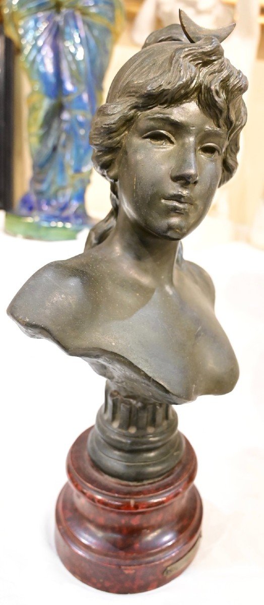 Emmanuel Villanis - Buste En Bronze Art Nouveau-photo-4